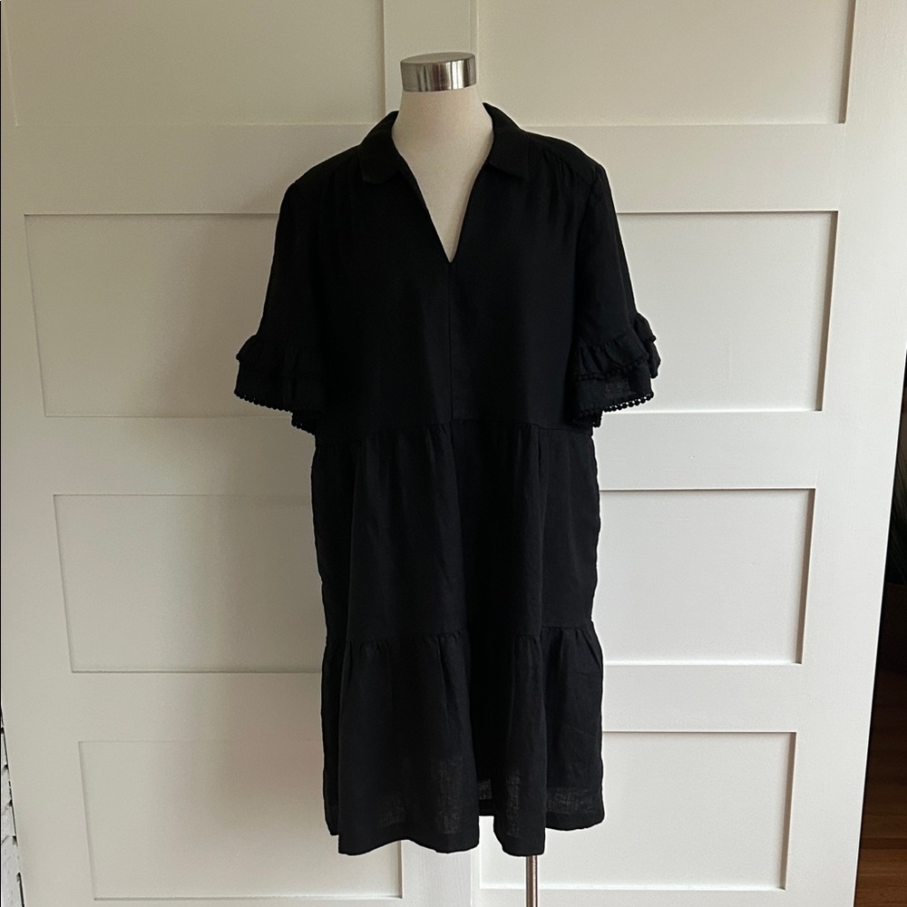 Chico's linen tiered ruffle sleeve dress